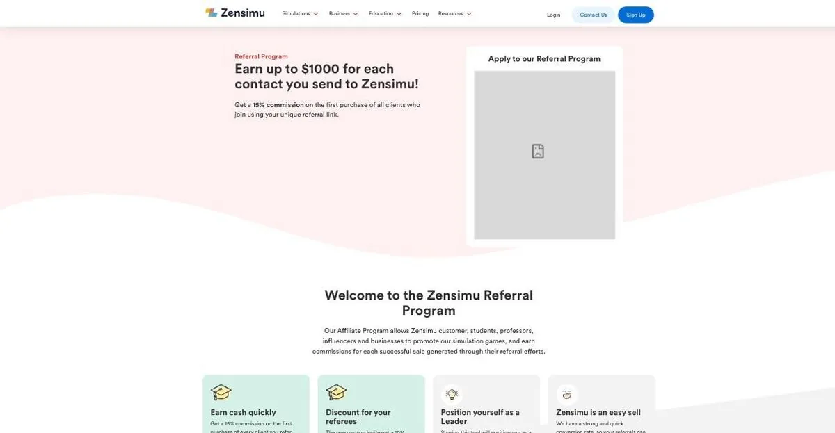 Page Referral Program de Zensimu