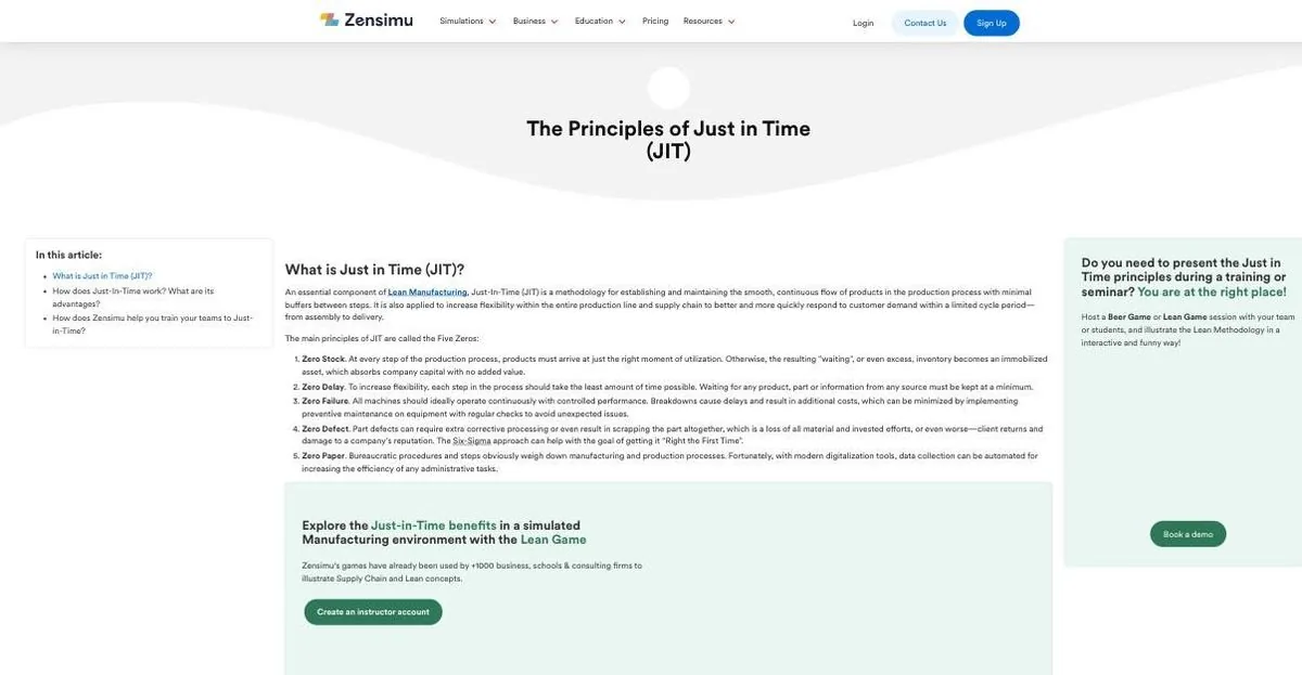 Page Skills Just in Time sur zensimu.com