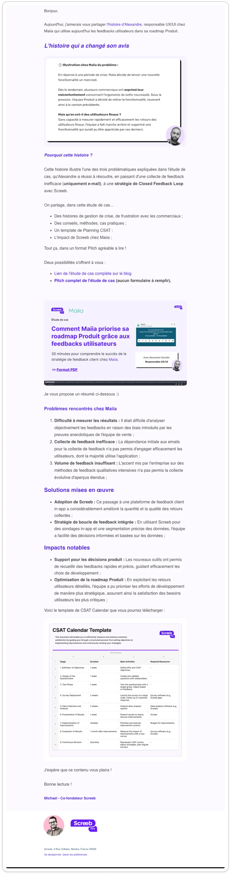 Email de diffusion de l'étude de cas Maiia
