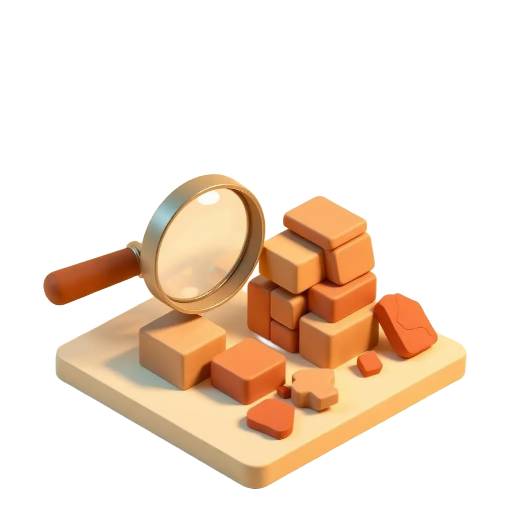Loupe inspectant des blocs en pâte à modeler — audit Growth