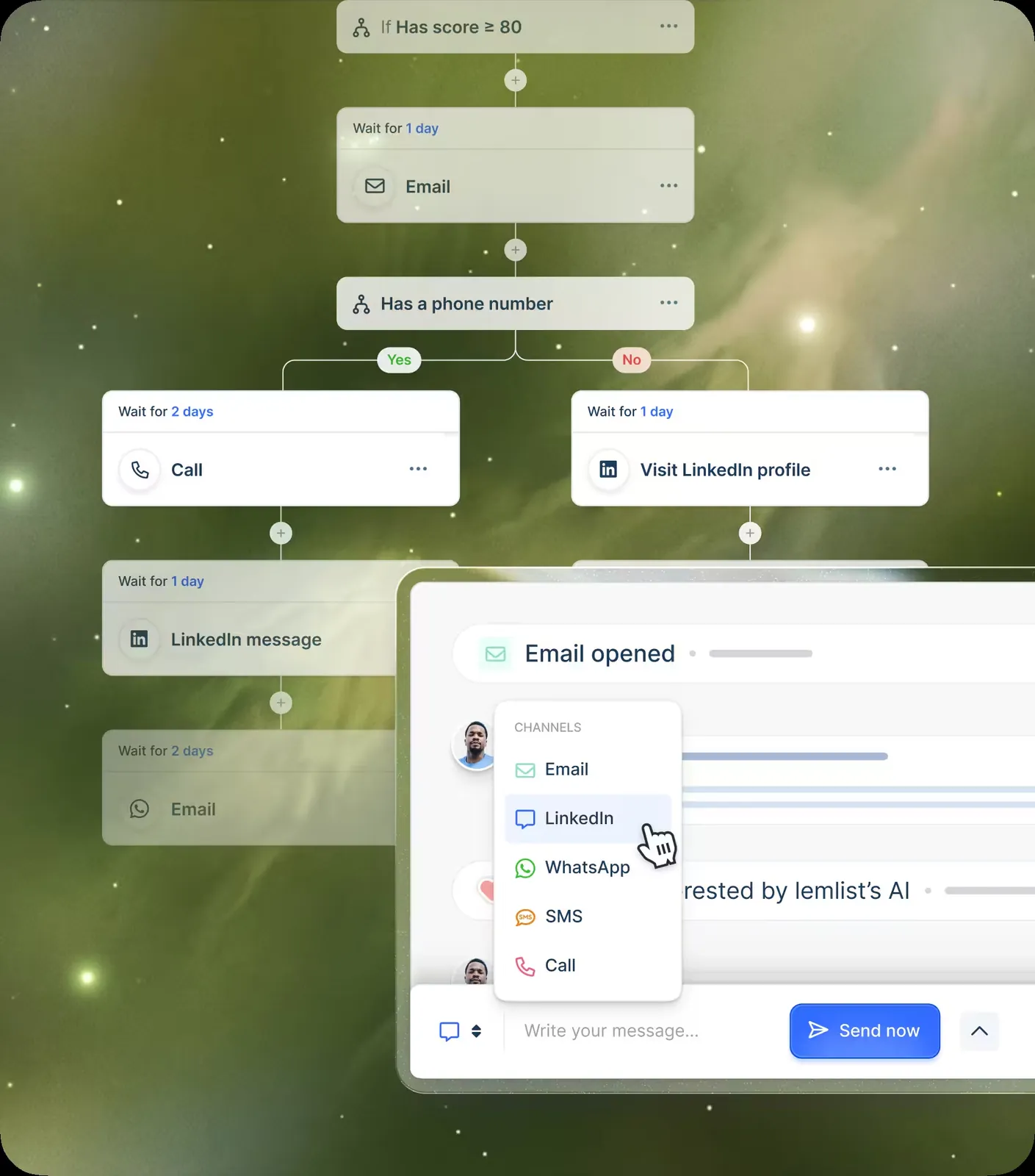 Interface lemlist de création d'une campagne multicanal